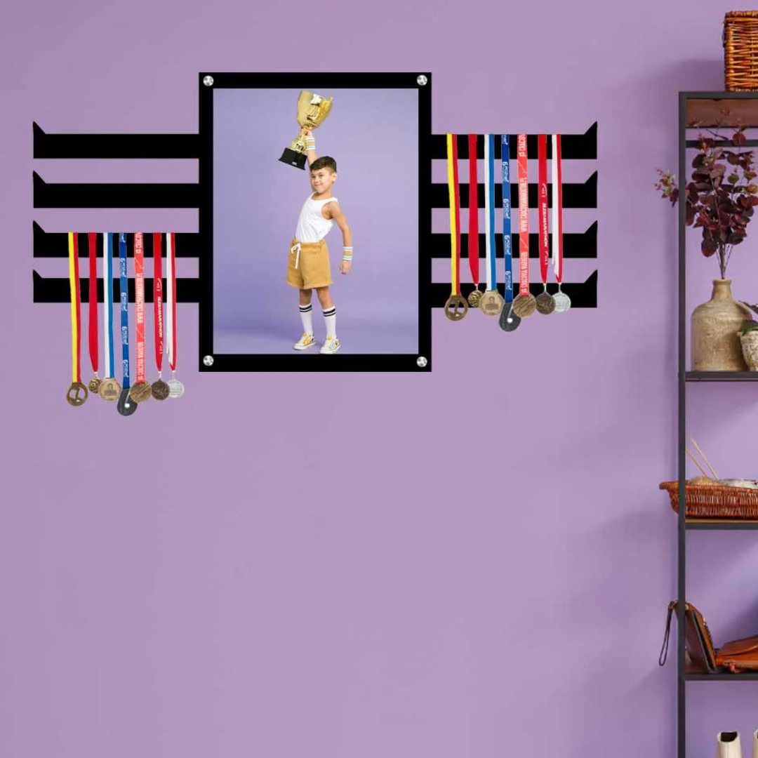 Metal Medal Holder with Photo Custom Hanger for Medals- Showcase your Achievements