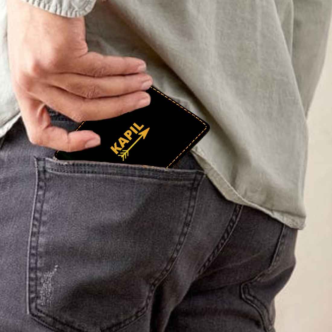 Customized Wallets With Name for Men Faux Leather Gents Purse - Arrow - Image 3