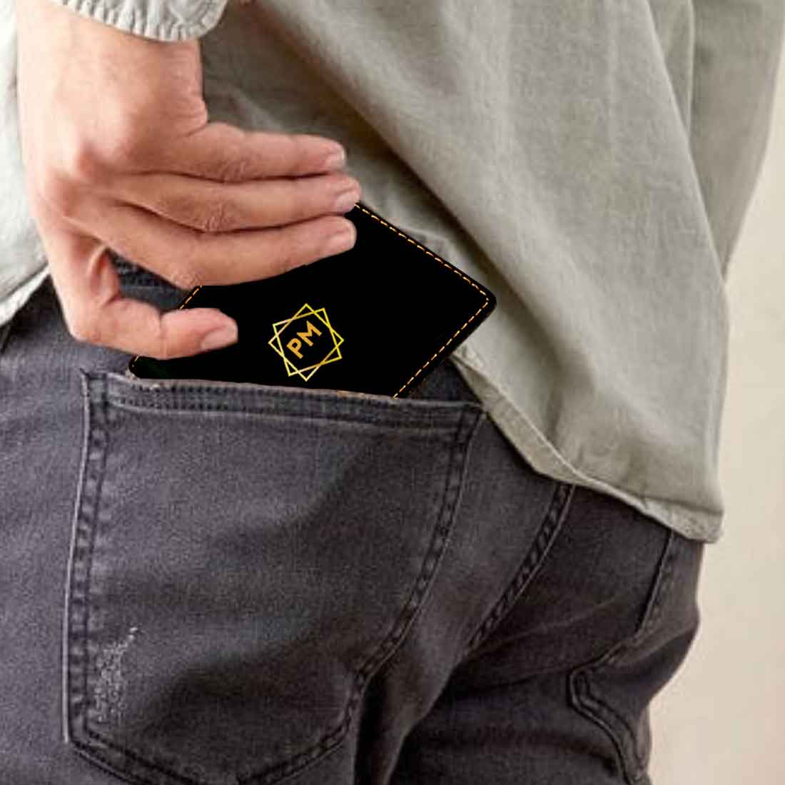 Black Customised Wallets for Him Personalized Gift - Initials - Image 3