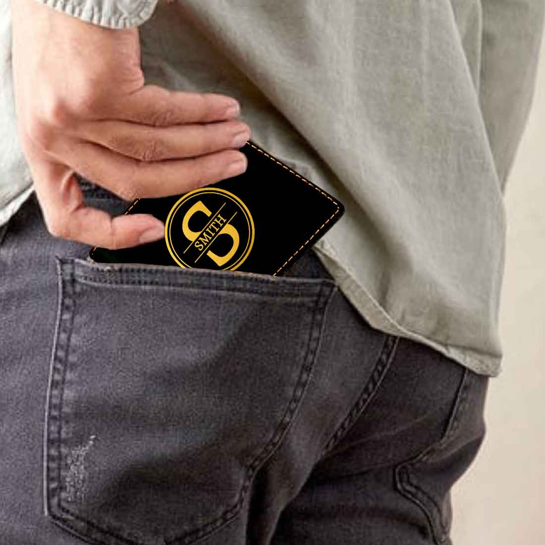 Black Personalized Wallet for Men Custom Gift with Name - Image 3