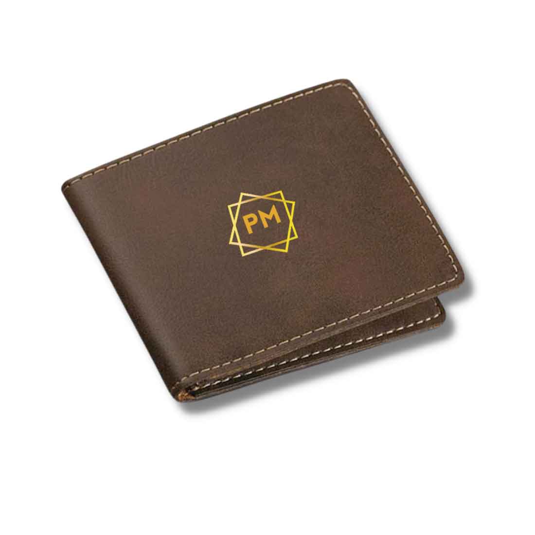 Brown Custom Mens Wallet for Personalized Gift - Initials - Image 5