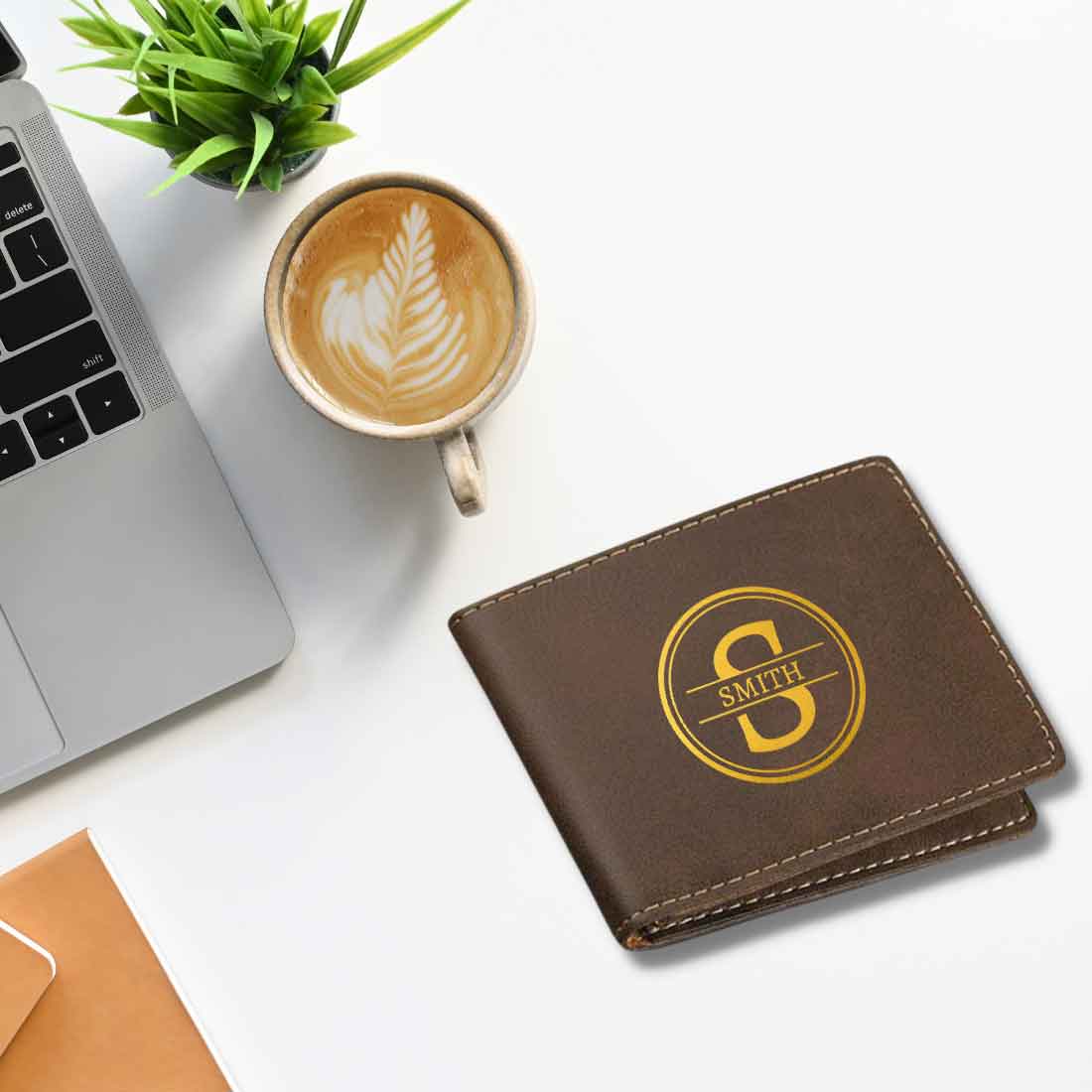 Personalized Wallet Men With Name Gents Purse - Brown - Image 2