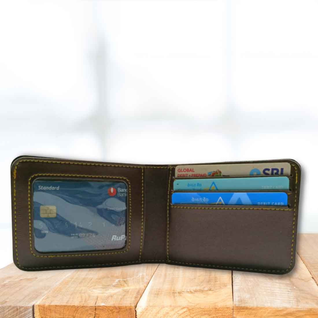 Personalized Wallet Men With Name Gents Purse - Brown - Image 4