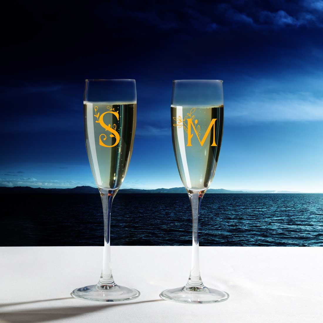 Custom Champagne Flute Glass Personalized Mimosa glasses - Monogram Initial - Image 13