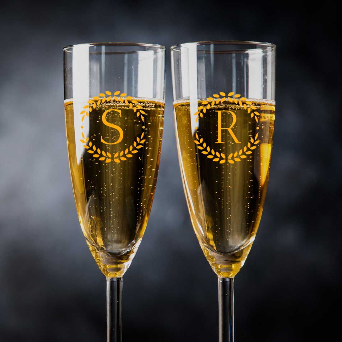 Custom Champagne Flute Glass Personalized Mimosa glasses - Monograms Elegant - Image 2