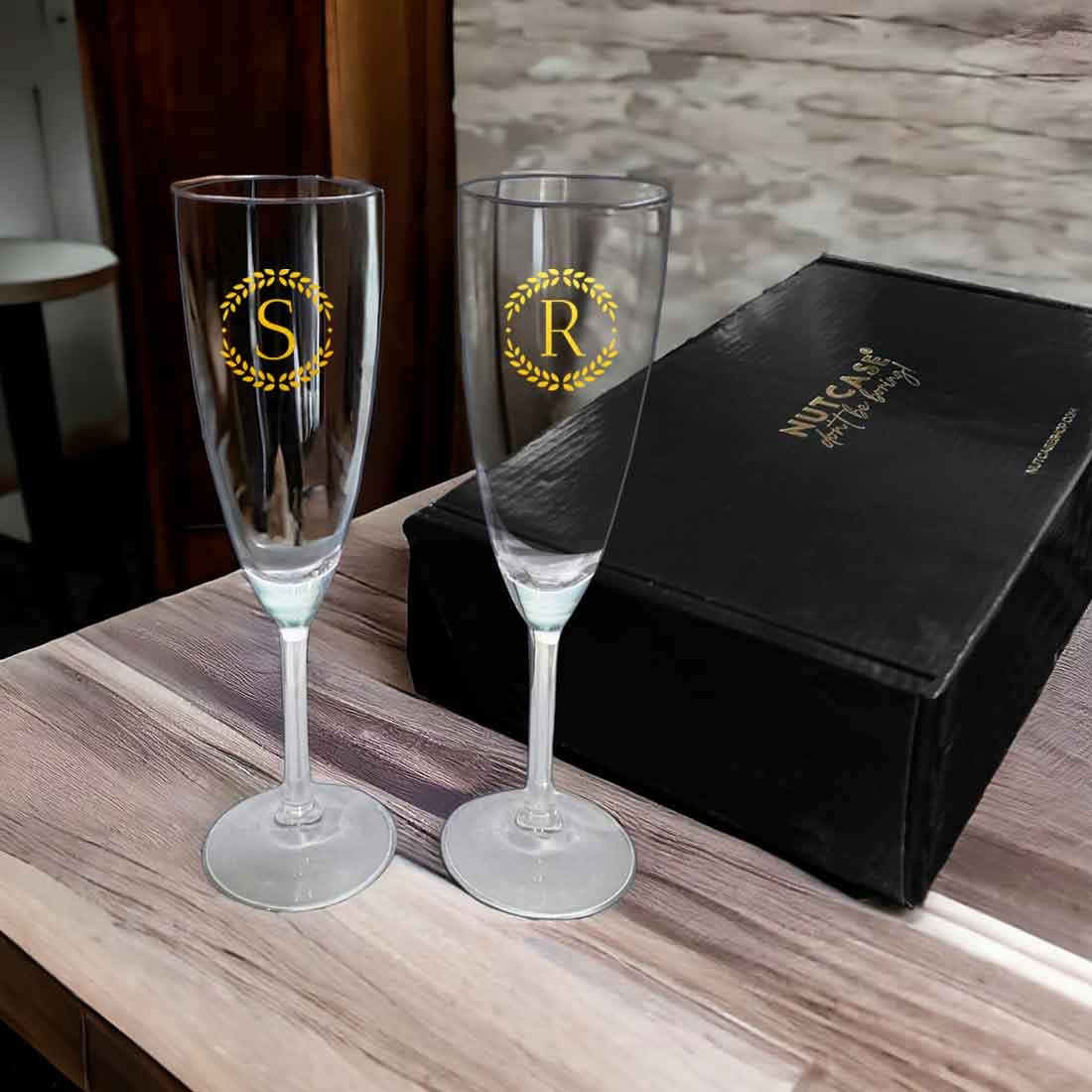 Custom Champagne Flute Glass Personalized Mimosa glasses - Monograms Elegant - Image 3