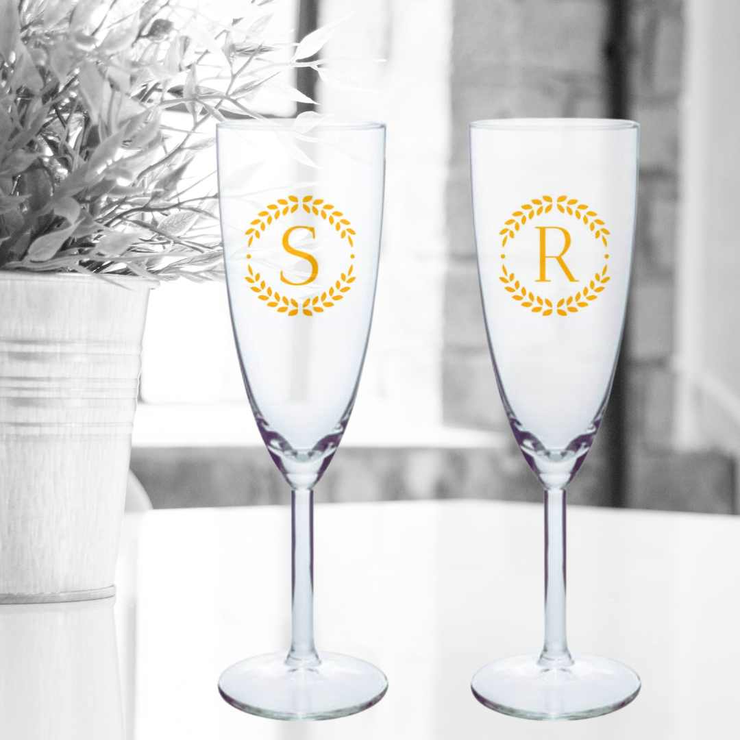 Custom Champagne Flute Glass Personalized Mimosa glasses - Monograms Elegant - Image 4