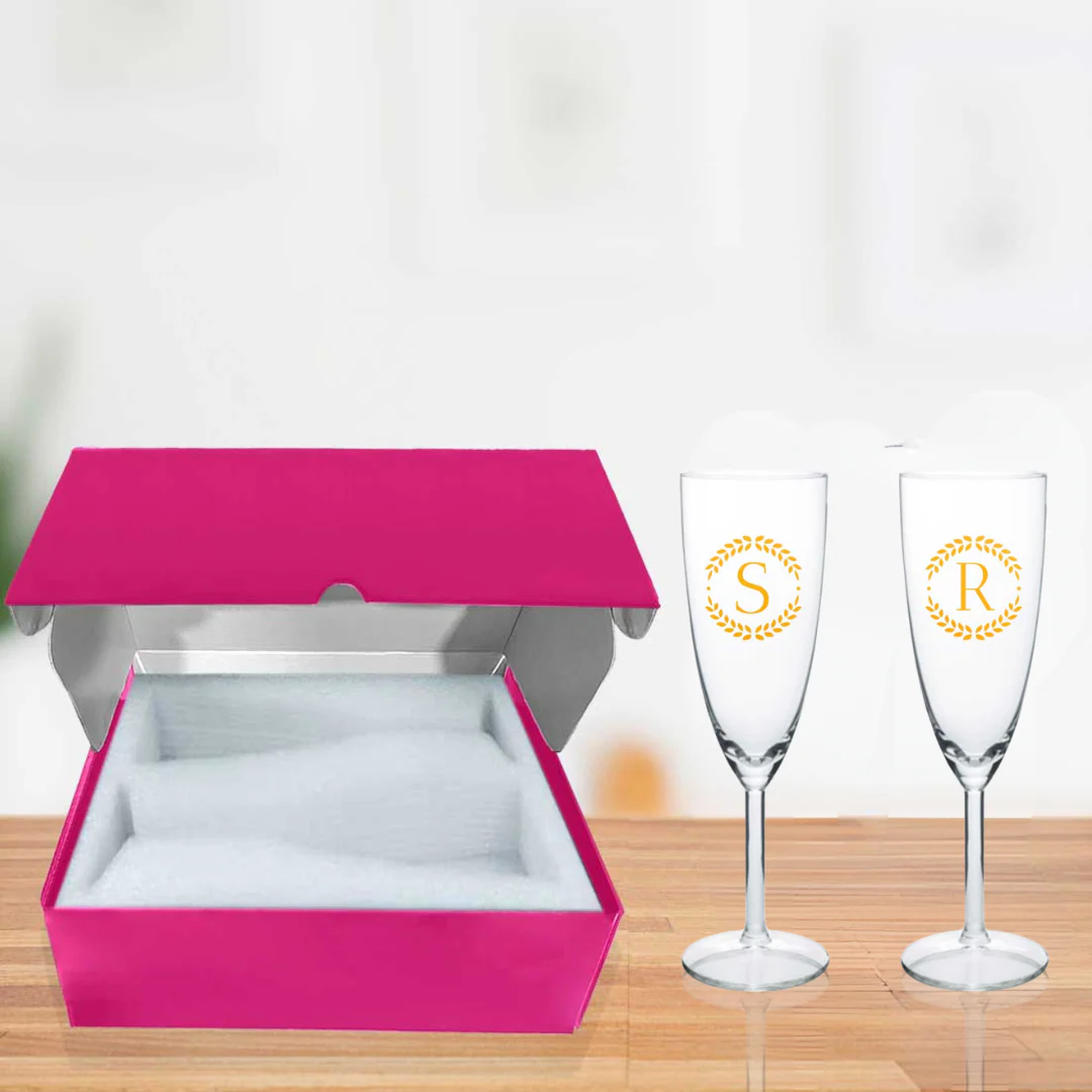 Custom Champagne Flute Glass Personalized Mimosa glasses - Monograms Elegant - Image 6