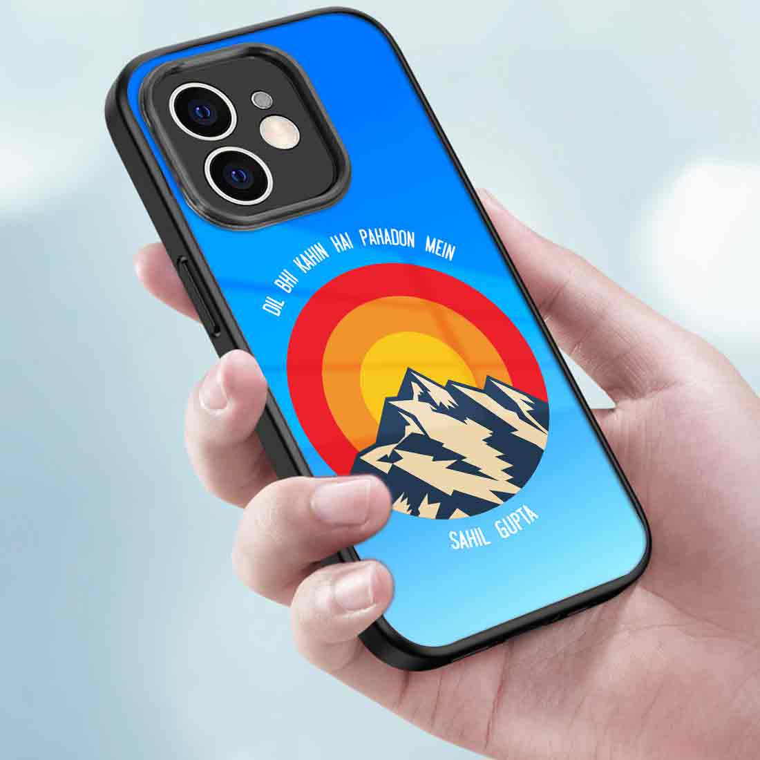 Personalized Mobile Back Cover IPhone 12 Mobile Covers Design With Name - Adventure Mountains - Image 3