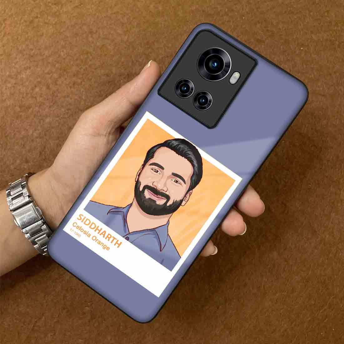 Personalized Mobile Cover With Photo Custom Oneplus 10R Back Cover - Orange Poloroid - Image 3