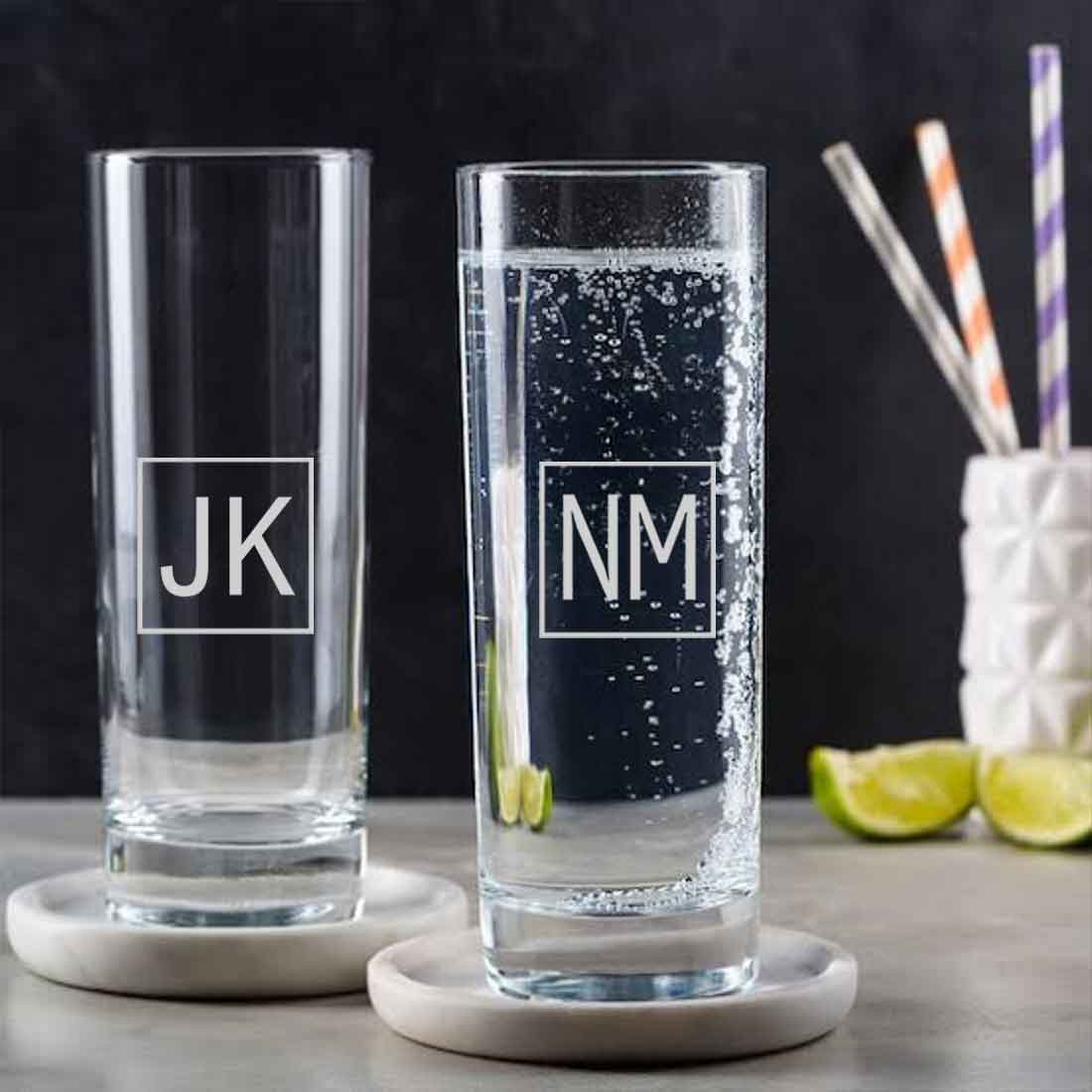 Personalized Mojito Glassware - Engraved High Glass with Initials Monogram - Image 2