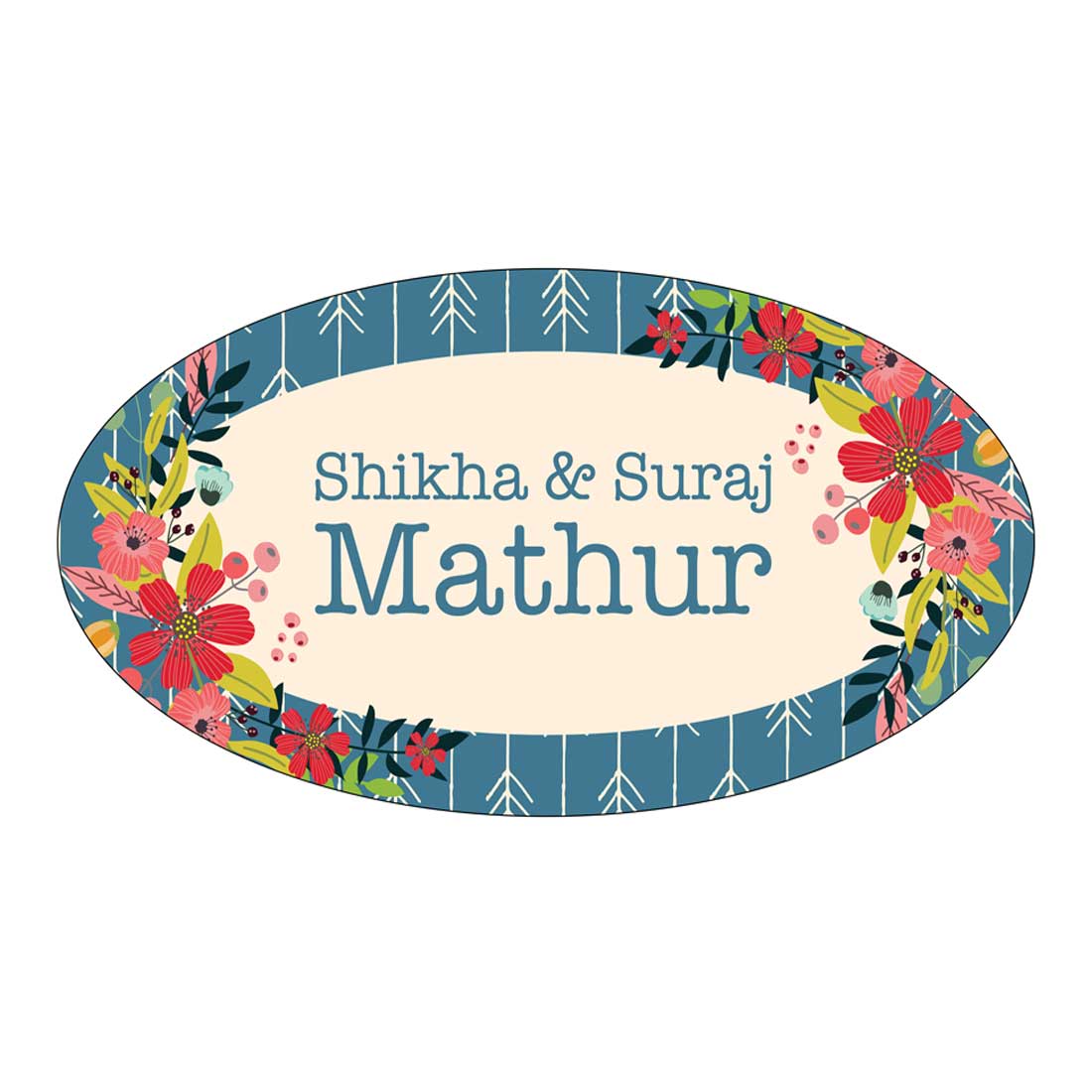 Personalized Oval Name Plate for Flats Bungalows Villas - Floral Vibes - Image 3