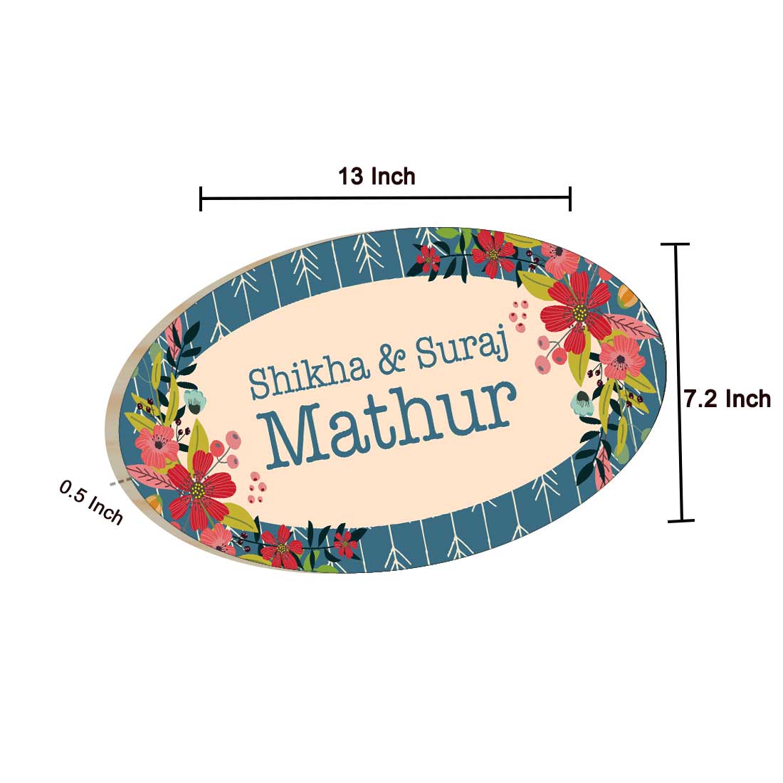 Personalized Oval Name Plate for Flats Bungalows Villas - Floral Vibes - Image 5