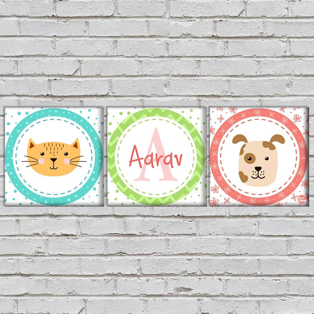 Personalized Nursery Wall Art  -Cute Dog & Cat - Image 2