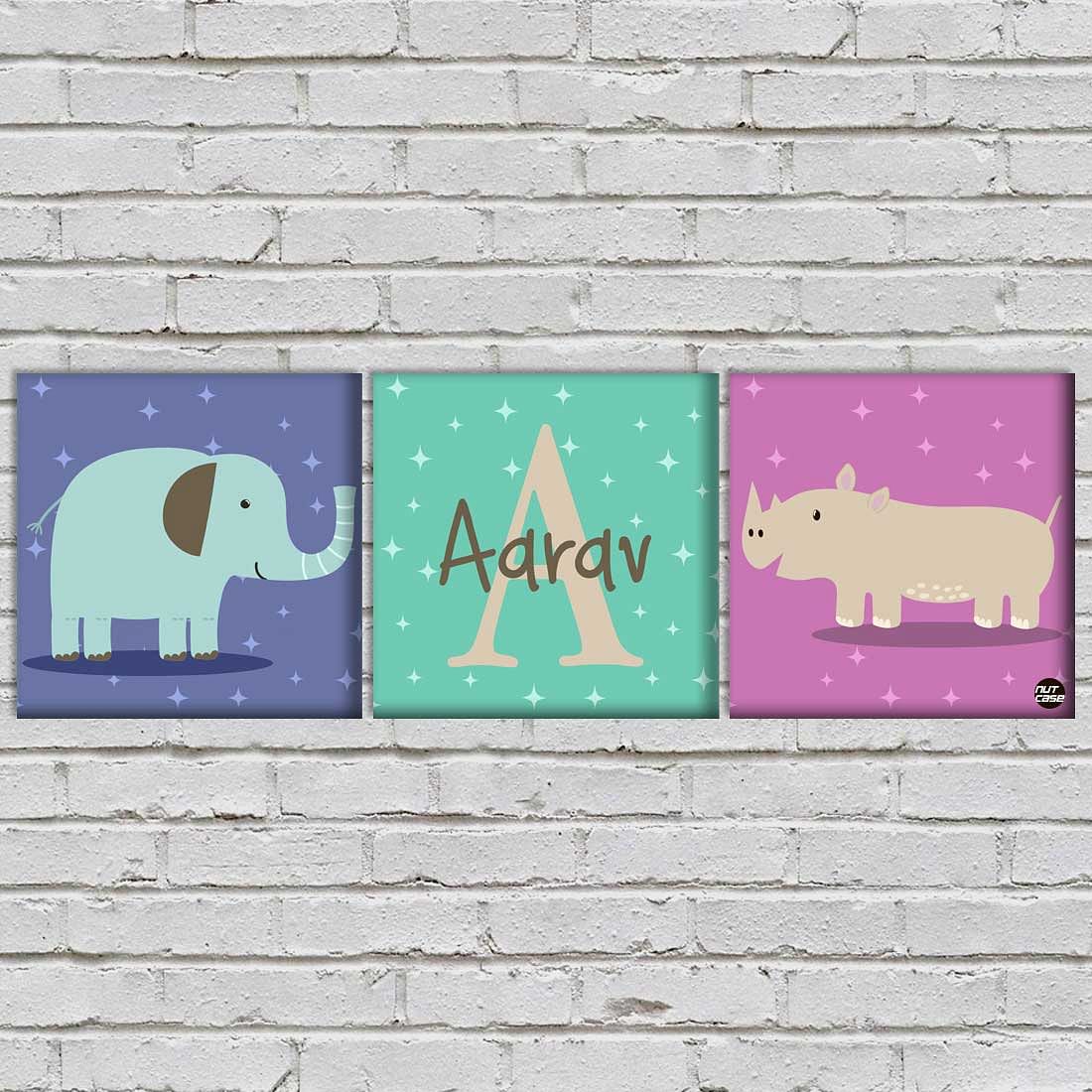 Personalized Nursery Wall Art  -Elephant and Rhinoceros - Image 2