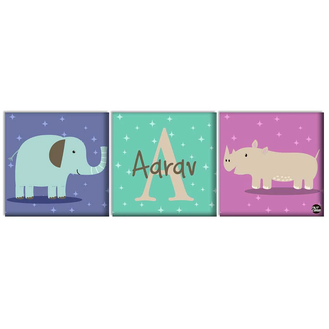 Personalized Nursery Wall Art  -Elephant and Rhinoceros - Image 3