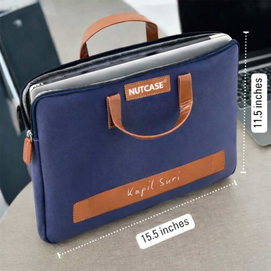 Personalized Office Laptop Bags with Name - Duo Tone Premium Laptop Carry Bag for up to 15” laptops - Image 3