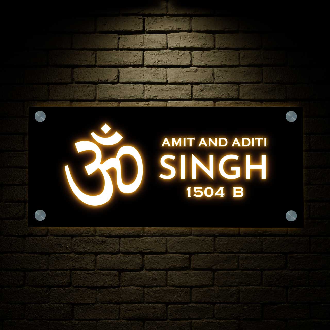 Personalized OM Name Plate Design with Light- God Nameplate With Led & 3D Raised Fonts - Image 2
