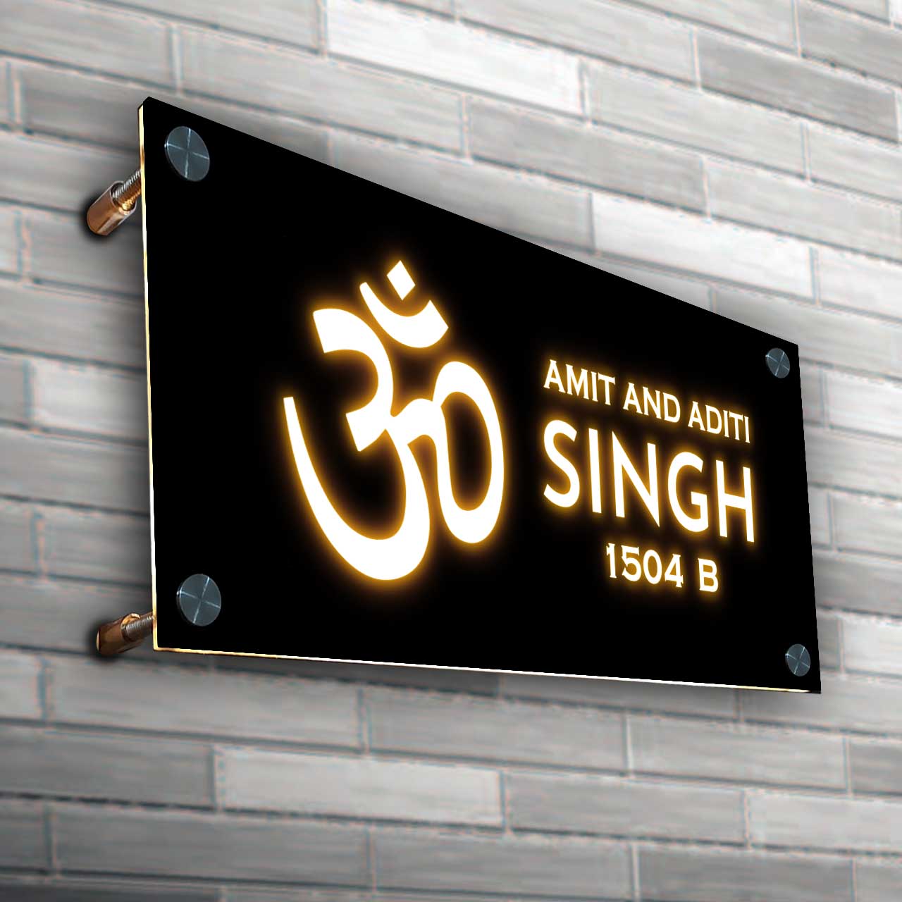 Personalized OM Name Plate Design with Light- God Nameplate With Led & 3D Raised Fonts - Image 3