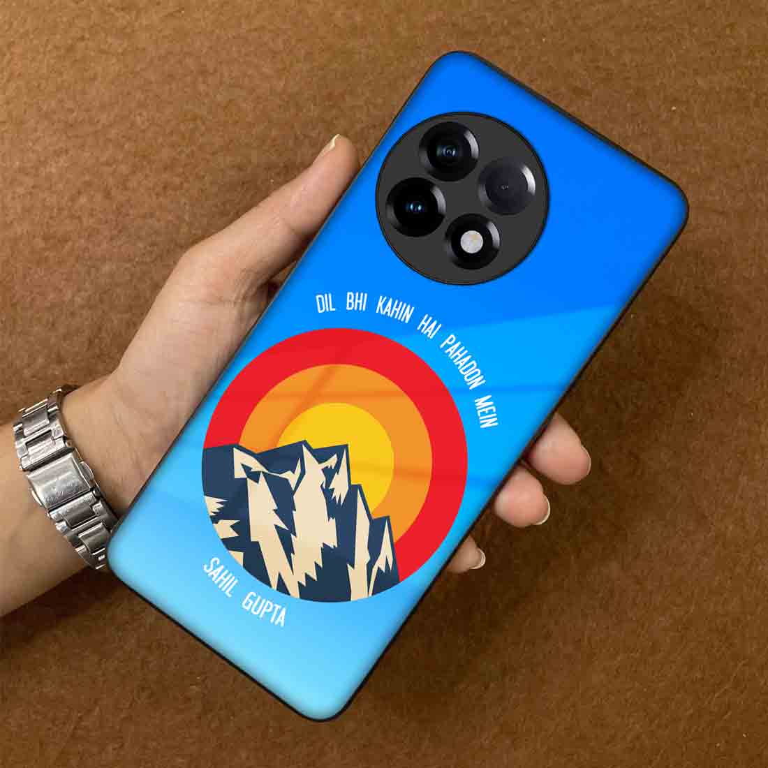 Personalized One Plus 11R Phone Case with Name One plus Mobile Back Cover - Adventure Mountains - Image 3