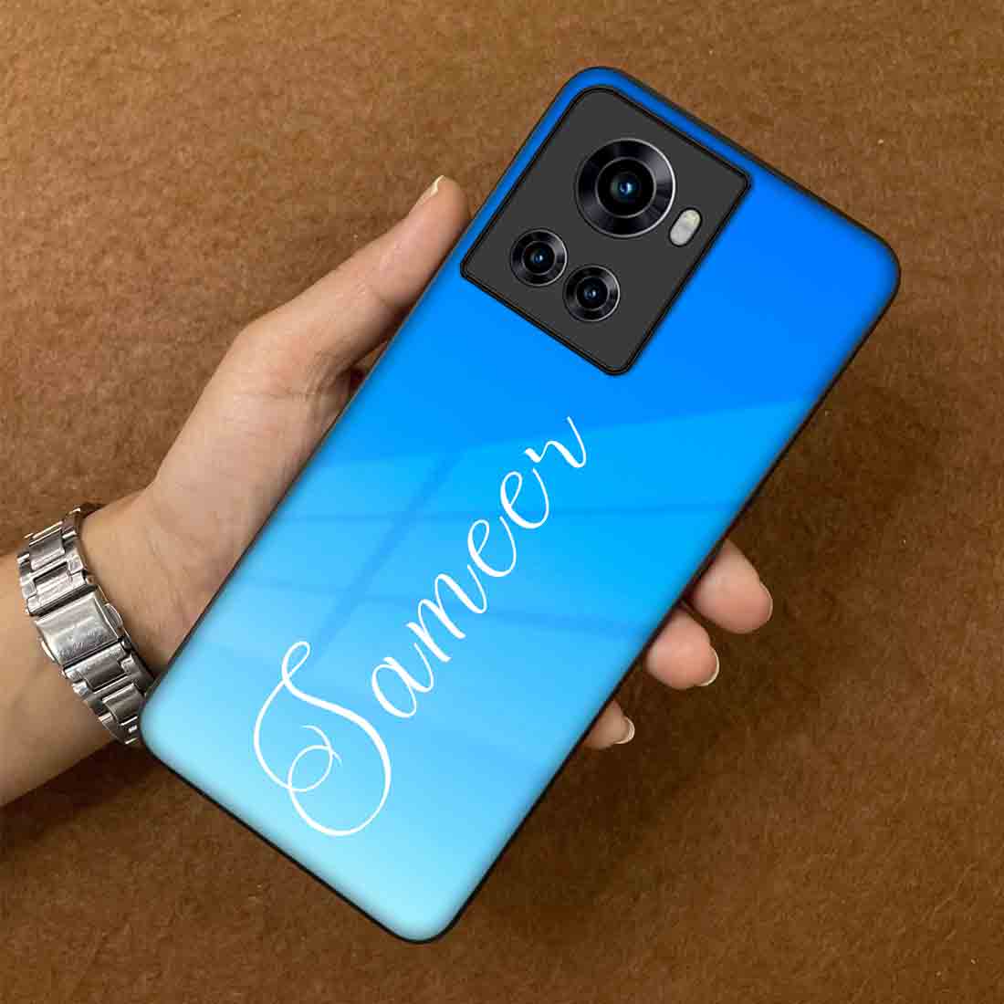 Personalized Oneplus 10R Back Cover With Name - Blue Sea - Image 3