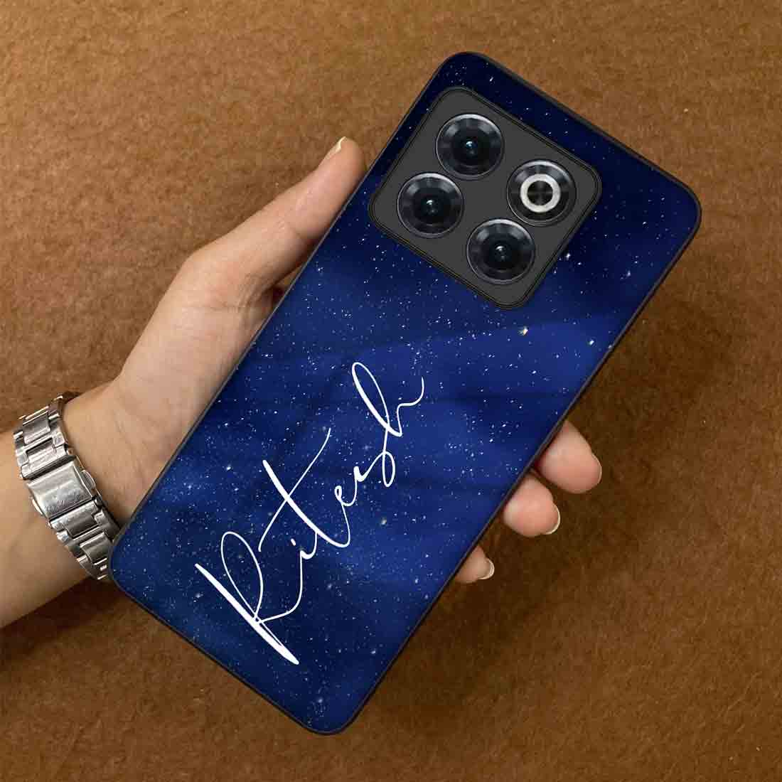 Personalized Oneplus 10T Back Cover Case With Calligraphy Name - Stars - Image 3