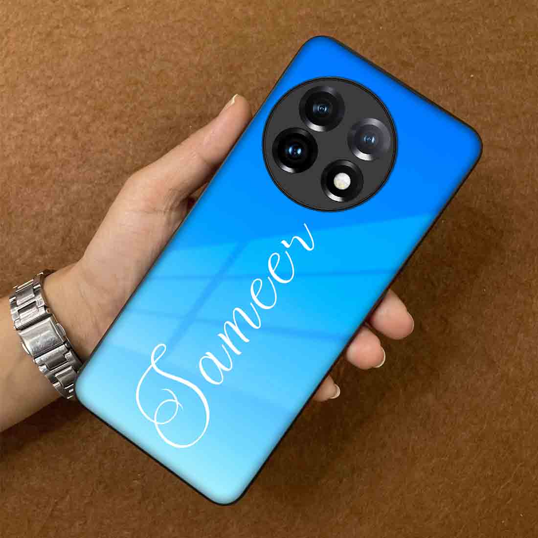 Personalized Oneplus 11 Phone Case Sky Blue Back Cover With Name - Blue Sea - Image 3