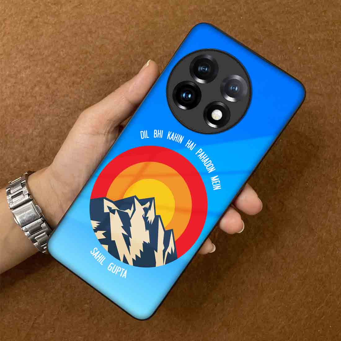 Personalized Oneplus Mobile Cover With Name One Plus 11 Back Case - Adventure Mountains - Image 3