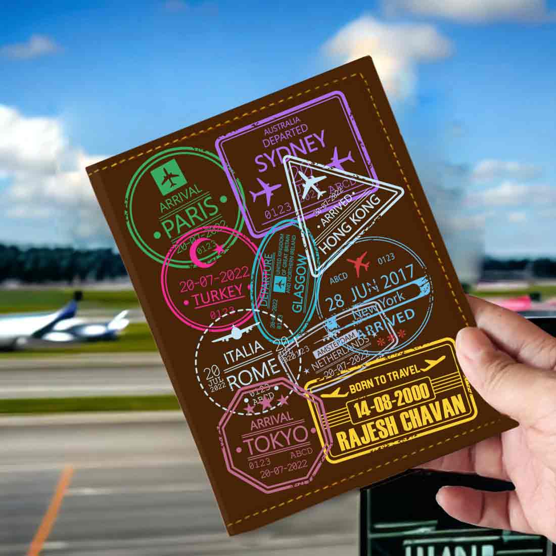 Personalized Passport Cover PU Leather Holder for Passports-Arrival Stamps - Image 16