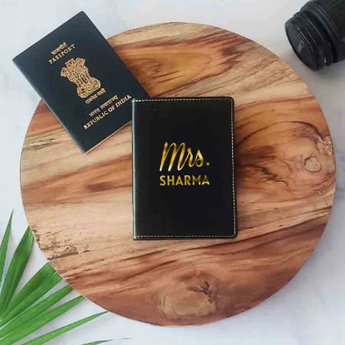 Leather Passport Case Personalized for couples MRS - Anniversary Gift - Image 2