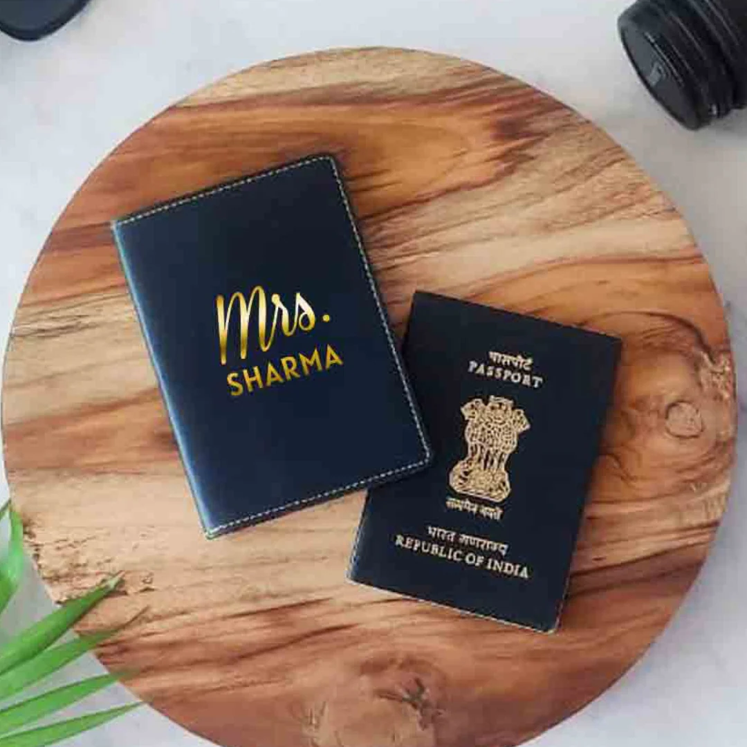 Leather Passport Case Personalized for couples MRS - Anniversary Gift - Image 3