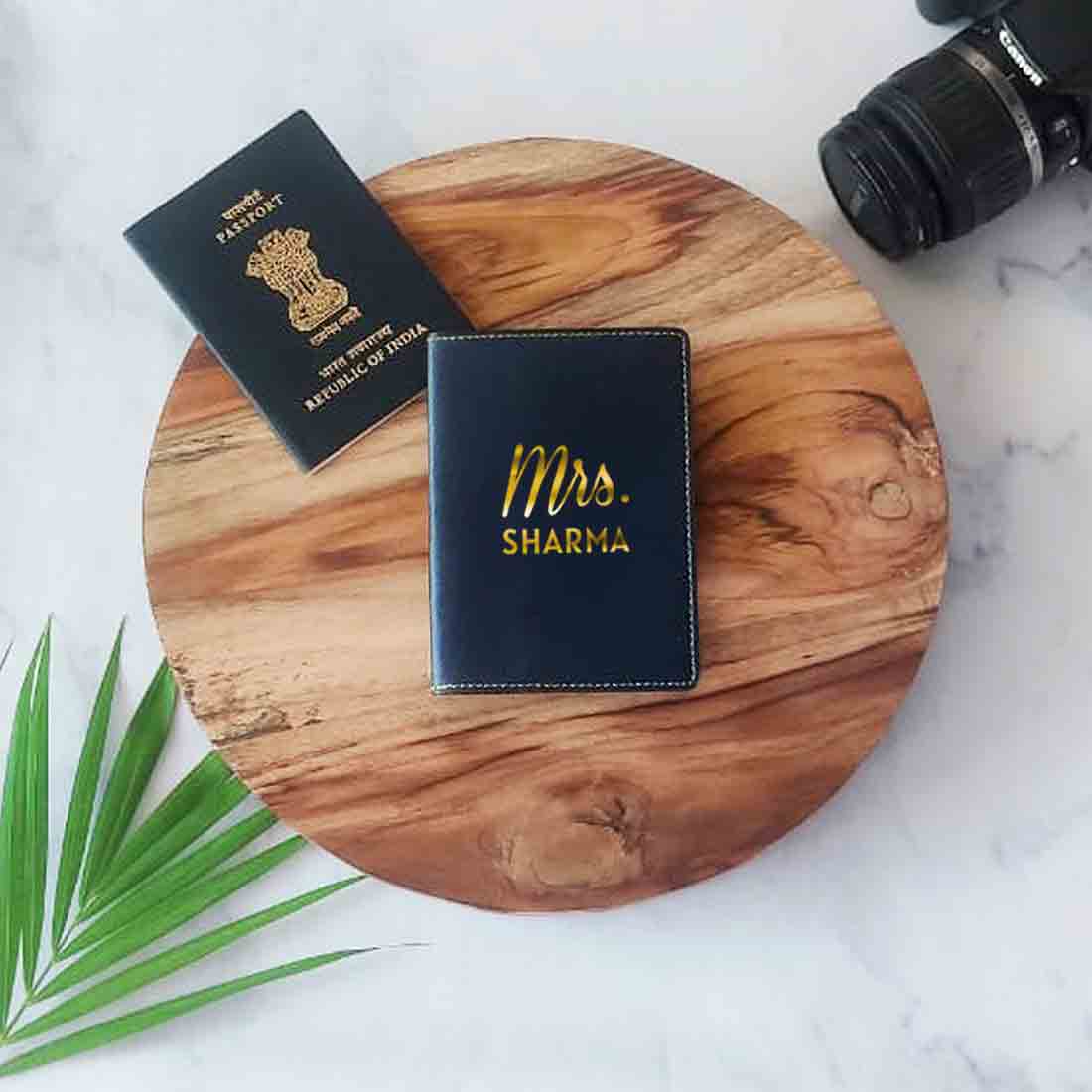 Leather Passport Case Personalized for couples MRS - Anniversary Gift - Image 5