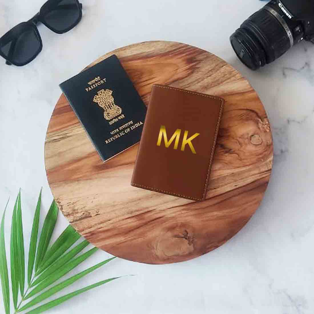 Custom Passport Wallet Vegan Leather for Men & Women - Initials - Image 15