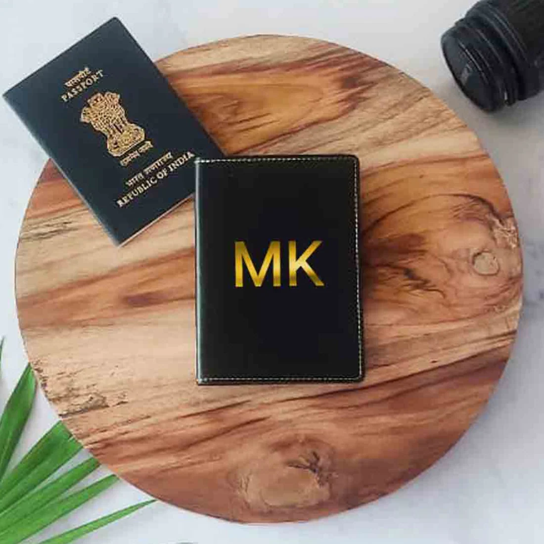 Custom Passport Wallet Vegan Leather for Men & Women - Initials - Image 23