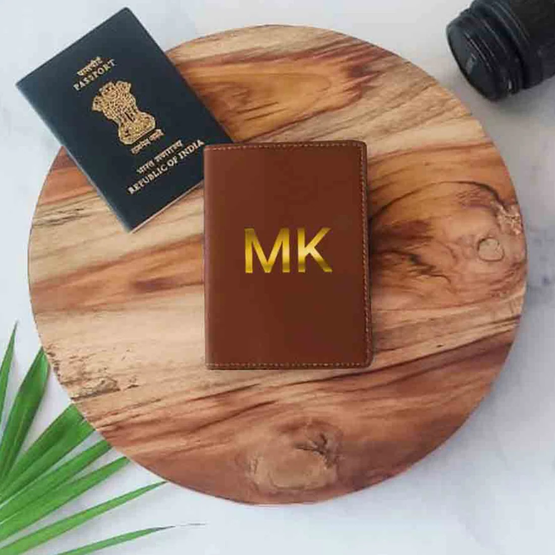 Custom Passport Wallet Vegan Leather for Men & Women - Initials - Image 24