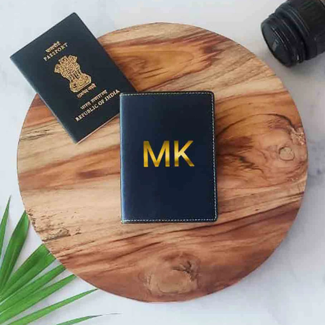 Custom Passport Wallet Vegan Leather for Men & Women - Initials - Image 25