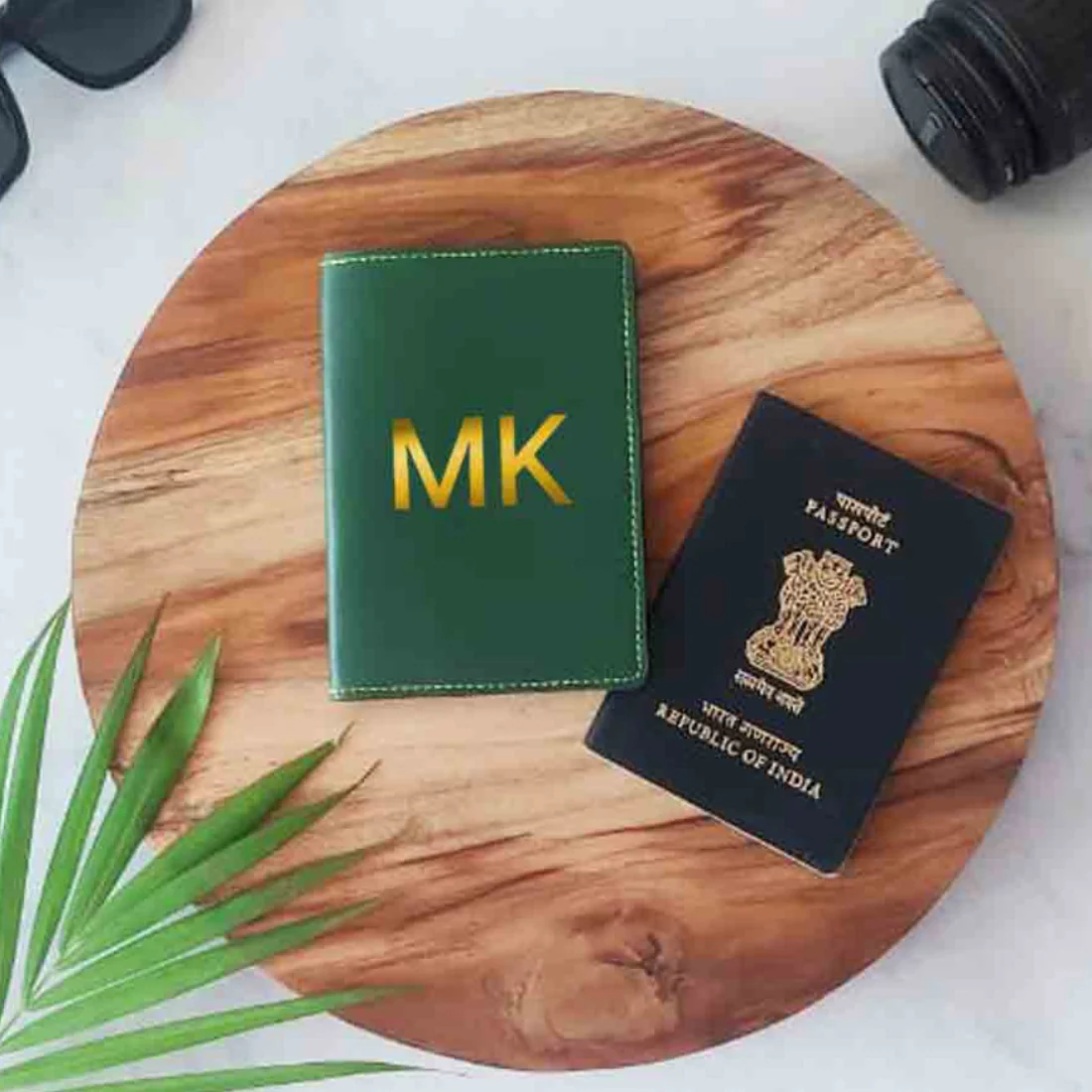 Custom Passport Wallet Vegan Leather for Men & Women - Initials - Image 26