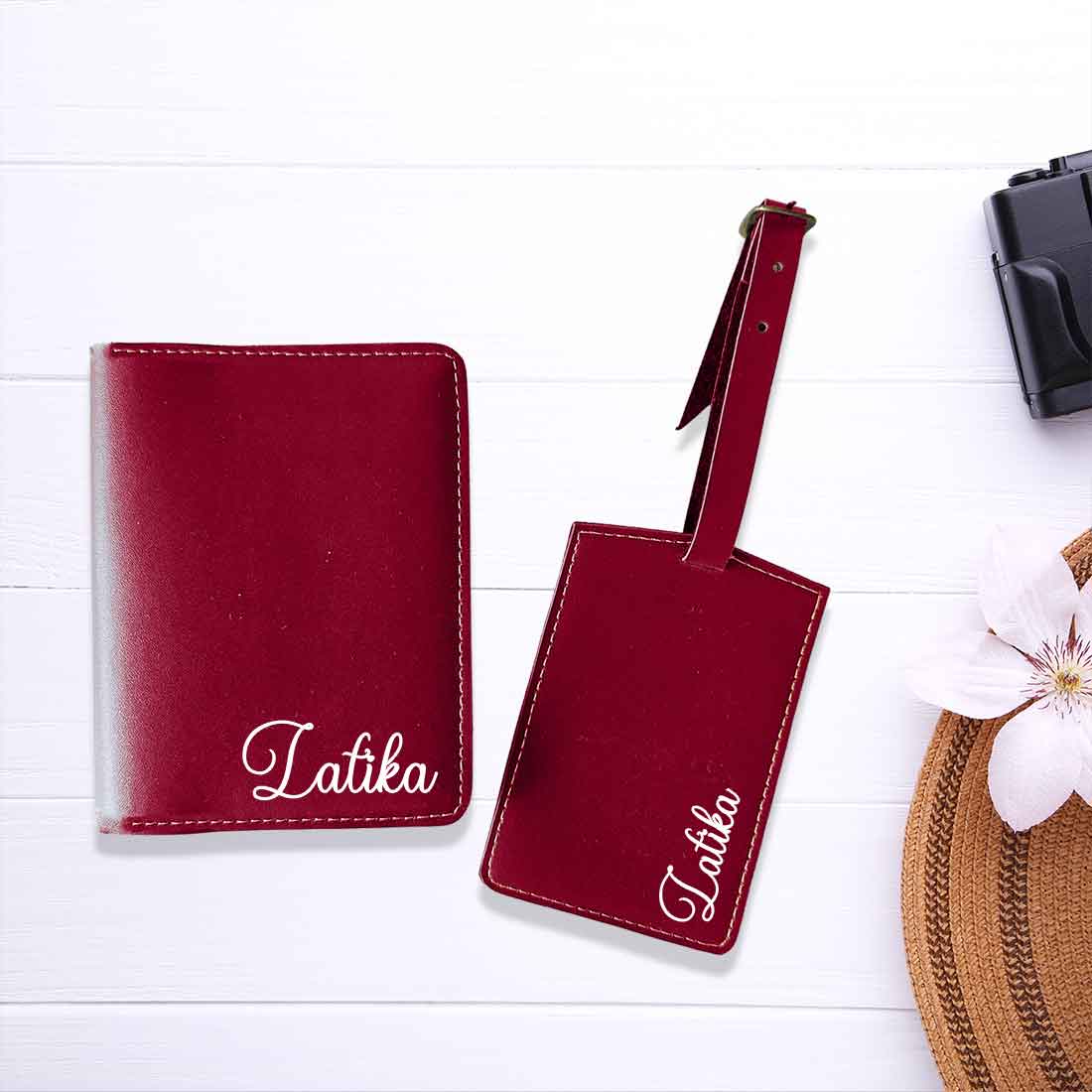 Personalized Passport Holder with Name PU Leather Passport Cover and Luggage Tag Set - ADD NAME - Image 2