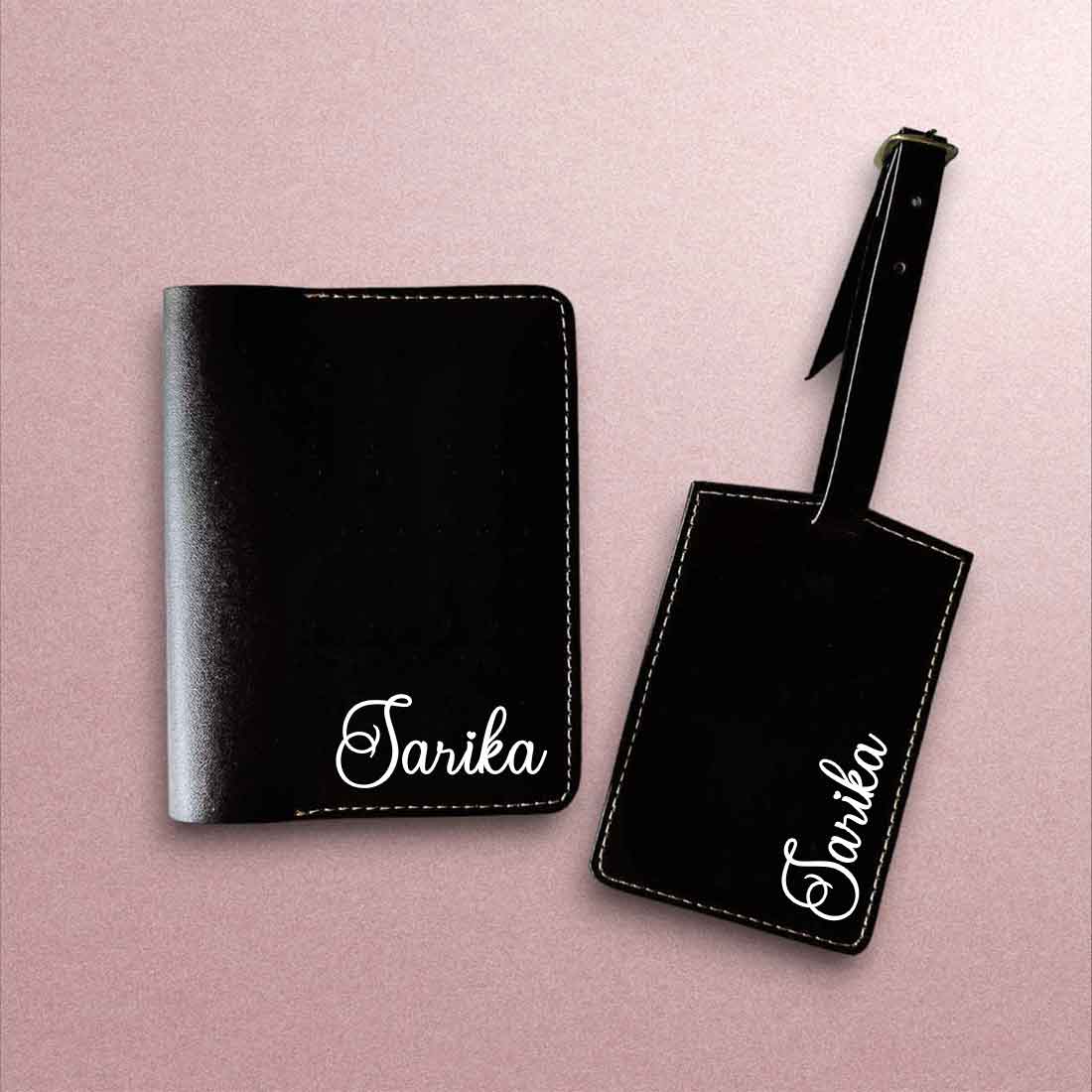 Personalized Passport Holder with Name PU Leather Passport Cover and Luggage Tag Set - ADD NAME - Image 3