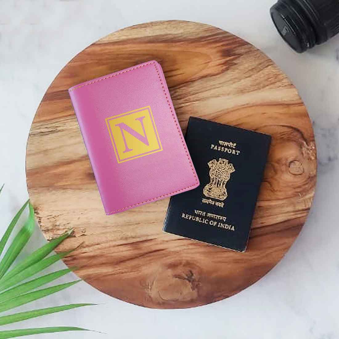 Vegan Leather Personalised Passport Cover for Men & Women - Monogram - Image 2