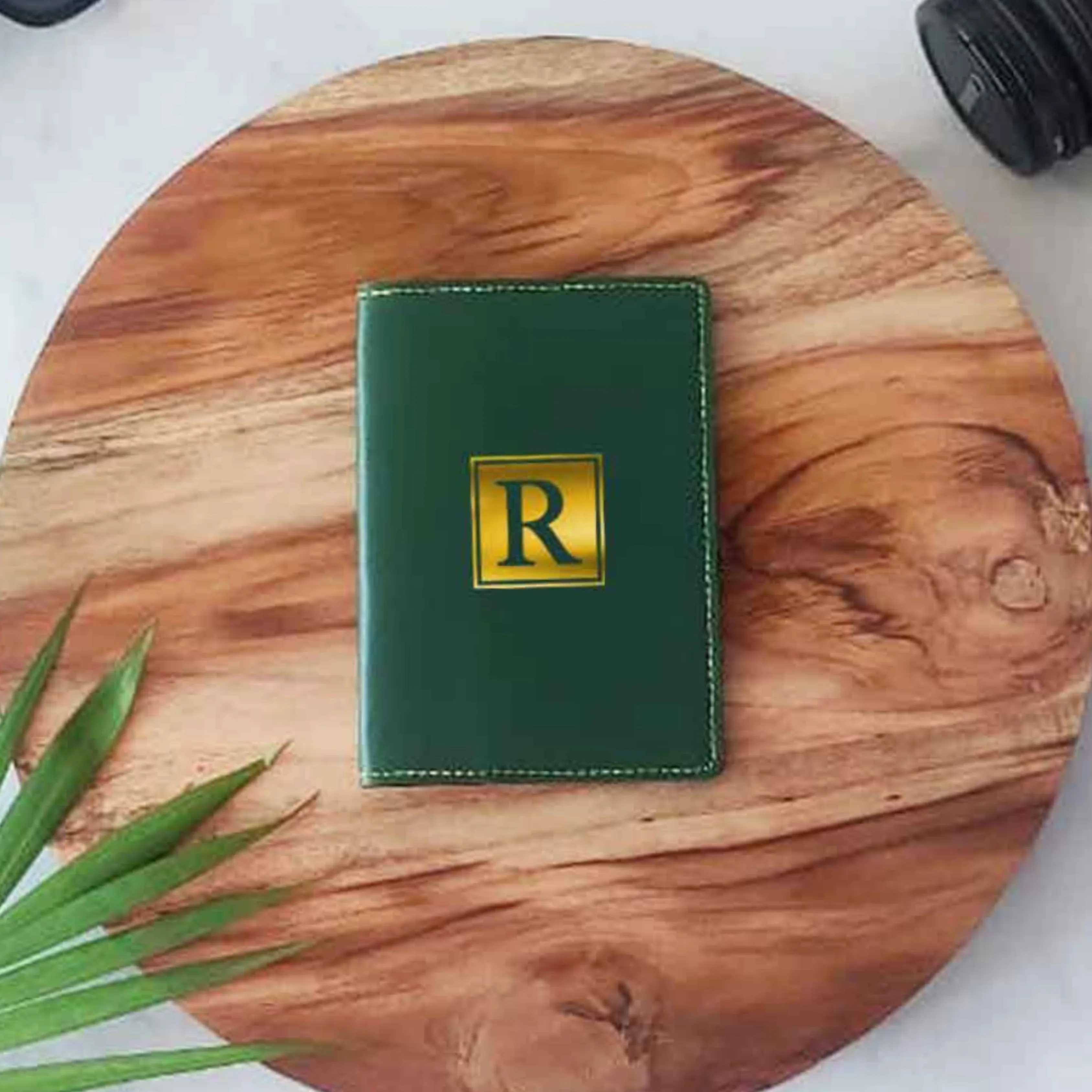 Vegan Leather Personalised Passport Cover for Men & Women - Monogram - Image 3