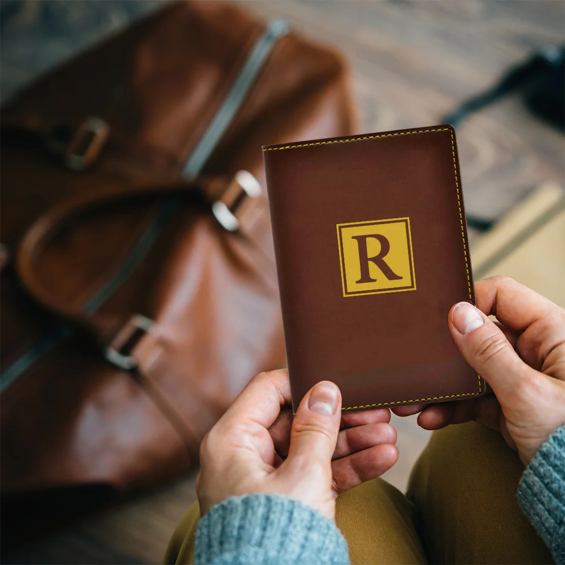 Vegan Leather Personalised Passport Cover for Men & Women - Monogram - Image 6