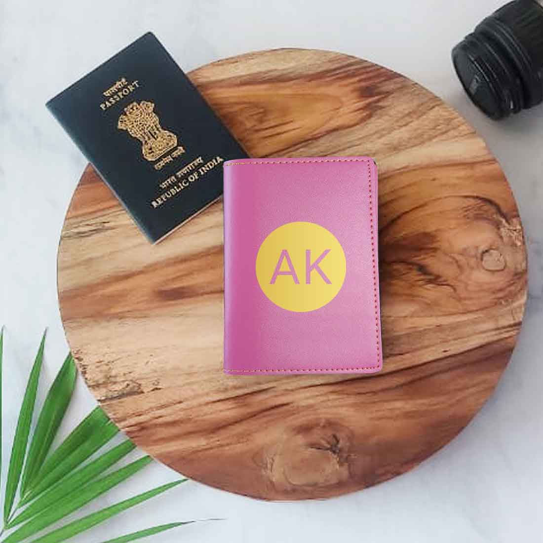 PU Leather Passport Cover Personalized for Men - Circle Initials - Image 10
