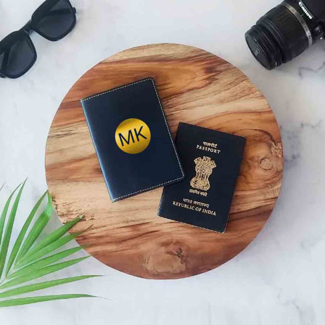 PU Leather Passport Cover Personalized for Men - Circle Initials - Image 12