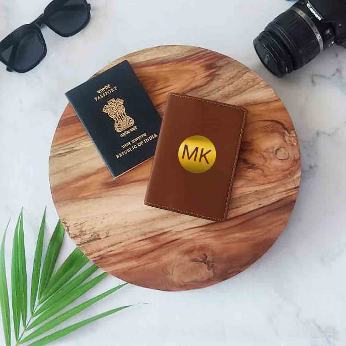 PU Leather Passport Cover Personalized for Men - Circle Initials - Image 16