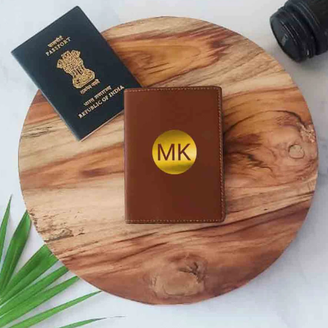 PU Leather Passport Cover Personalized for Men - Circle Initials - Image 22