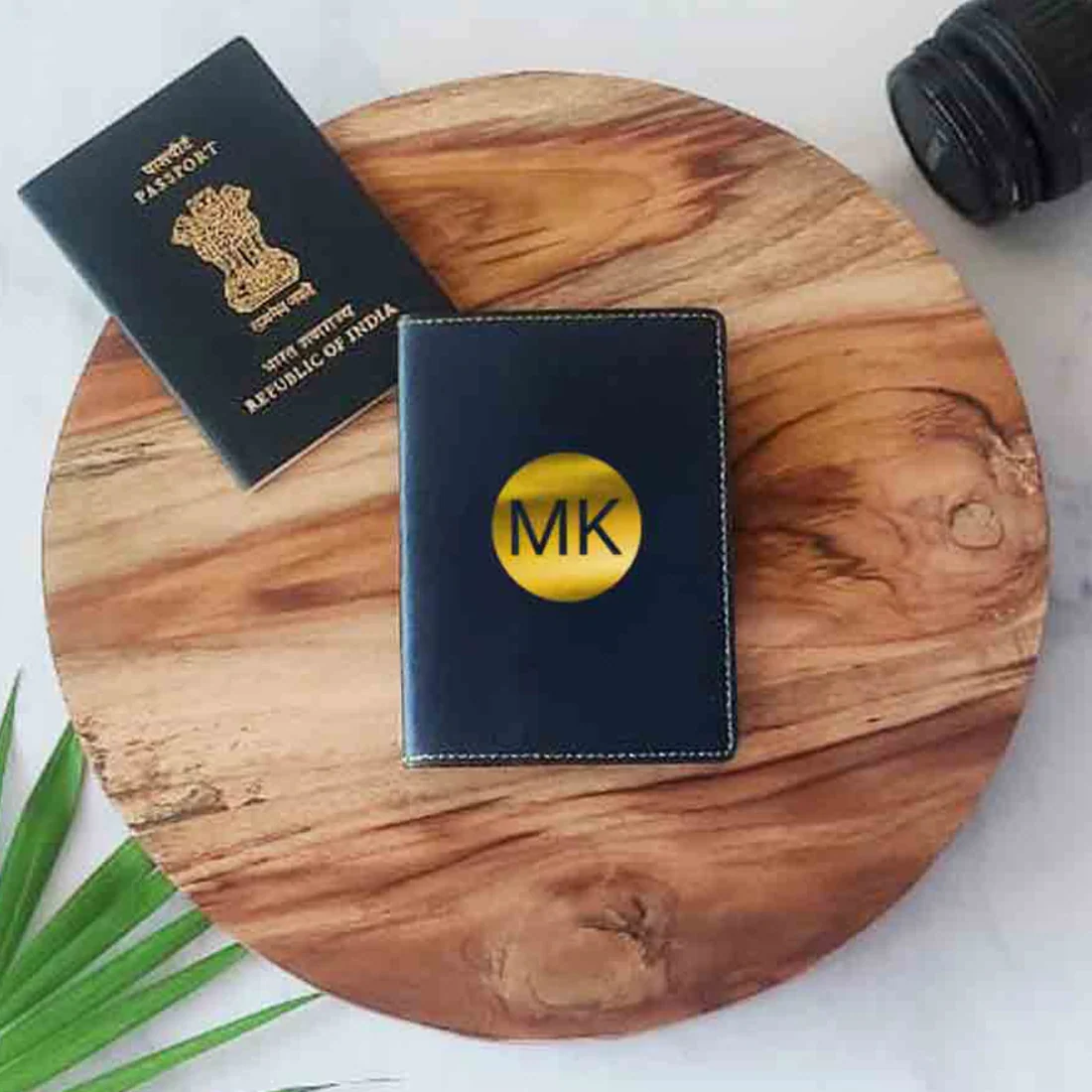 PU Leather Passport Cover Personalized for Men - Circle Initials - Image 23