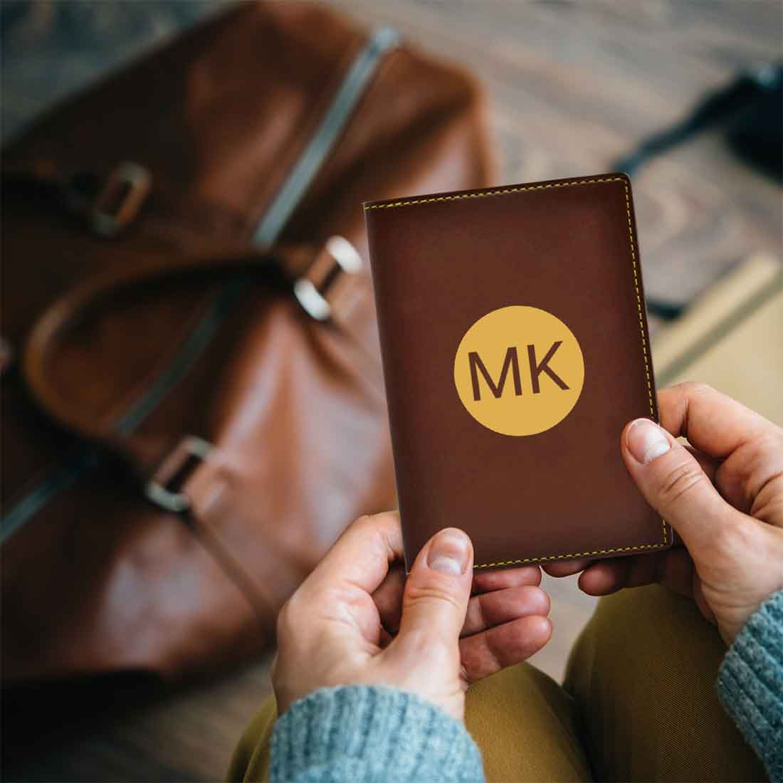 PU Leather Passport Cover Personalized for Men - Circle Initials - Image 5
