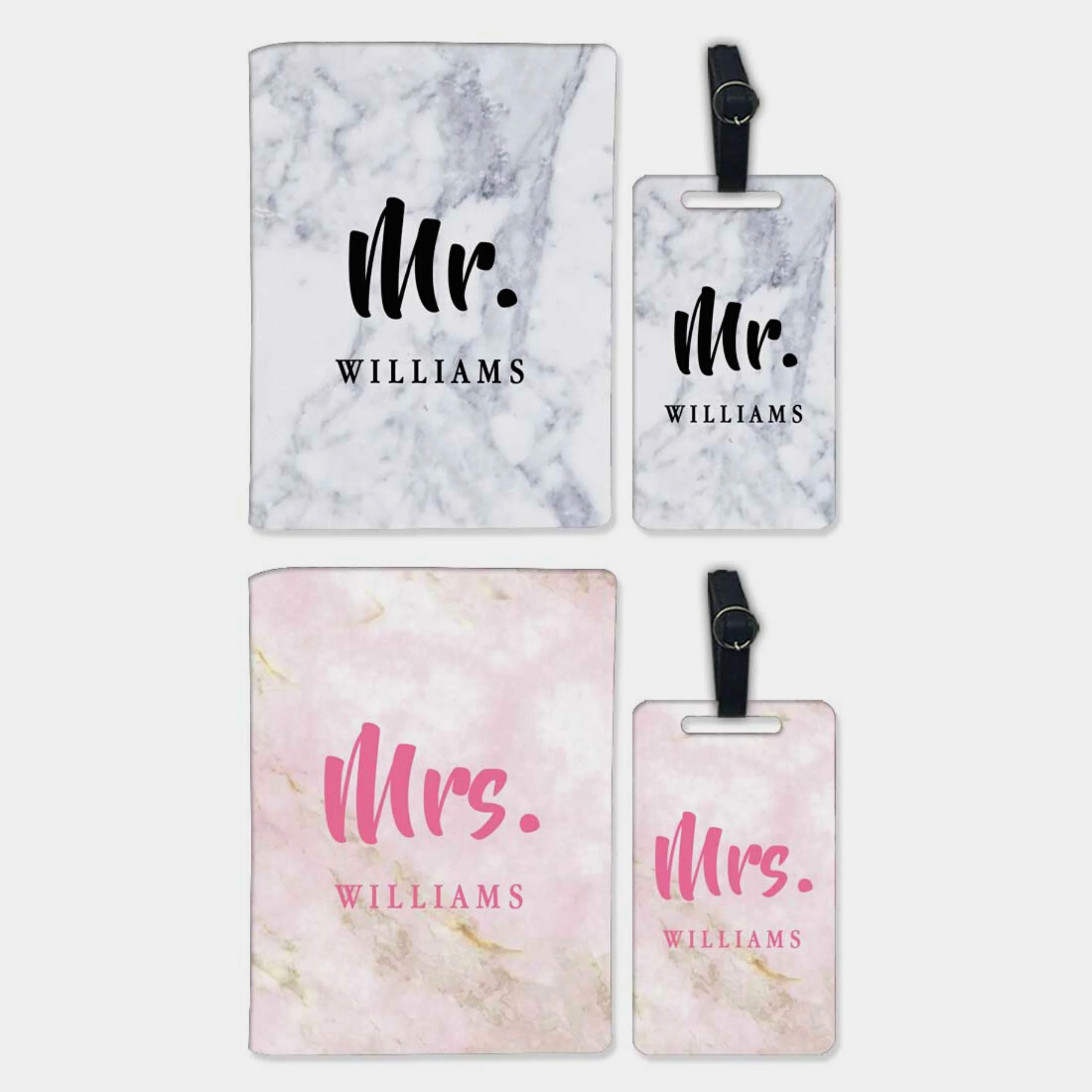 Personalized Passport Holder Luggage Tag for Couple- Mr Mrs Passport Holder and Baggage Tags Gift Set - Image 2