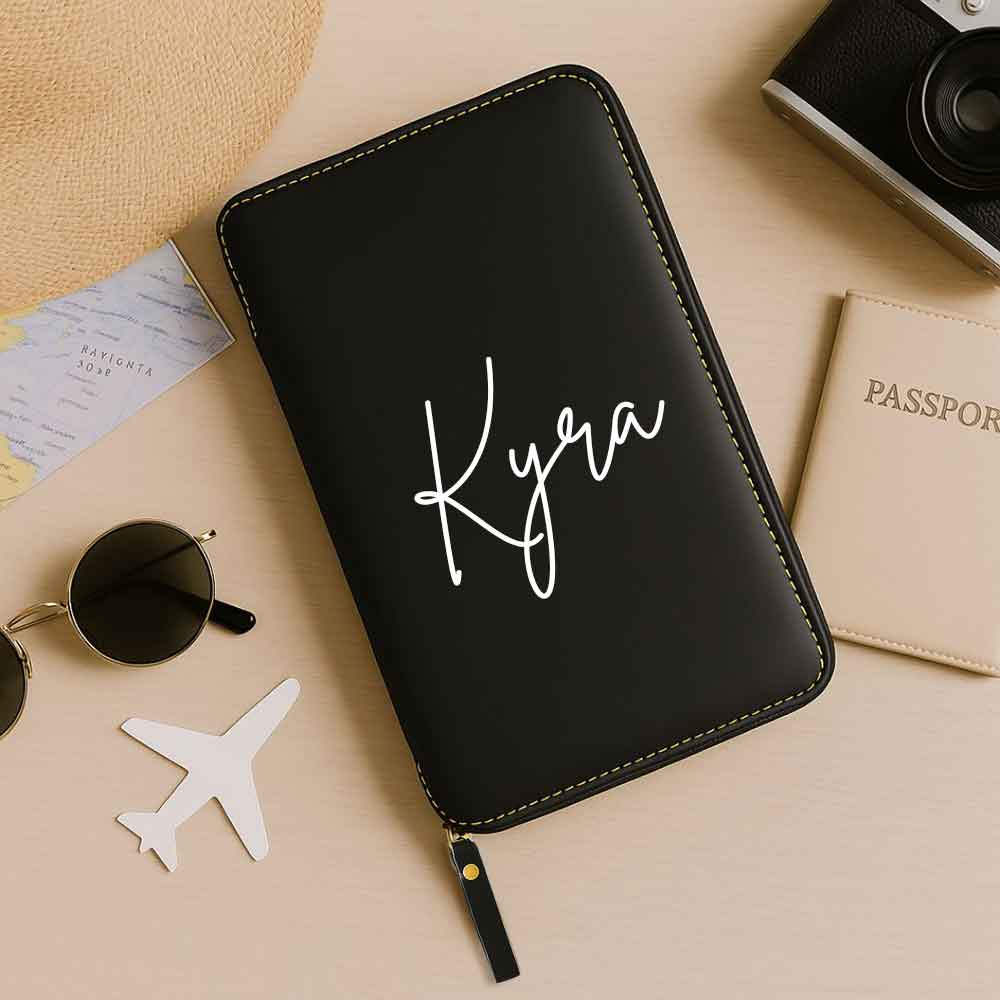 Personalized Passport Wallet with Name Faux Leather Travel Organizer & Luggage Tag Set - Image 10